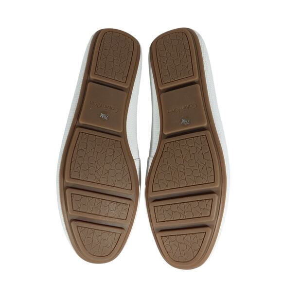 NWOT! CALVIN KLEIN! WHITE GENUINE LEATHER, SNAKESKIN IMPRINT LOAFERS! SZ 7.5M - Picture 12 of 14